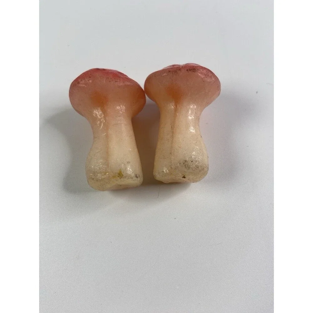Vintage Mushroom Candles Set of 2 Red Toadstool Retro Cottagecore Decor MCM